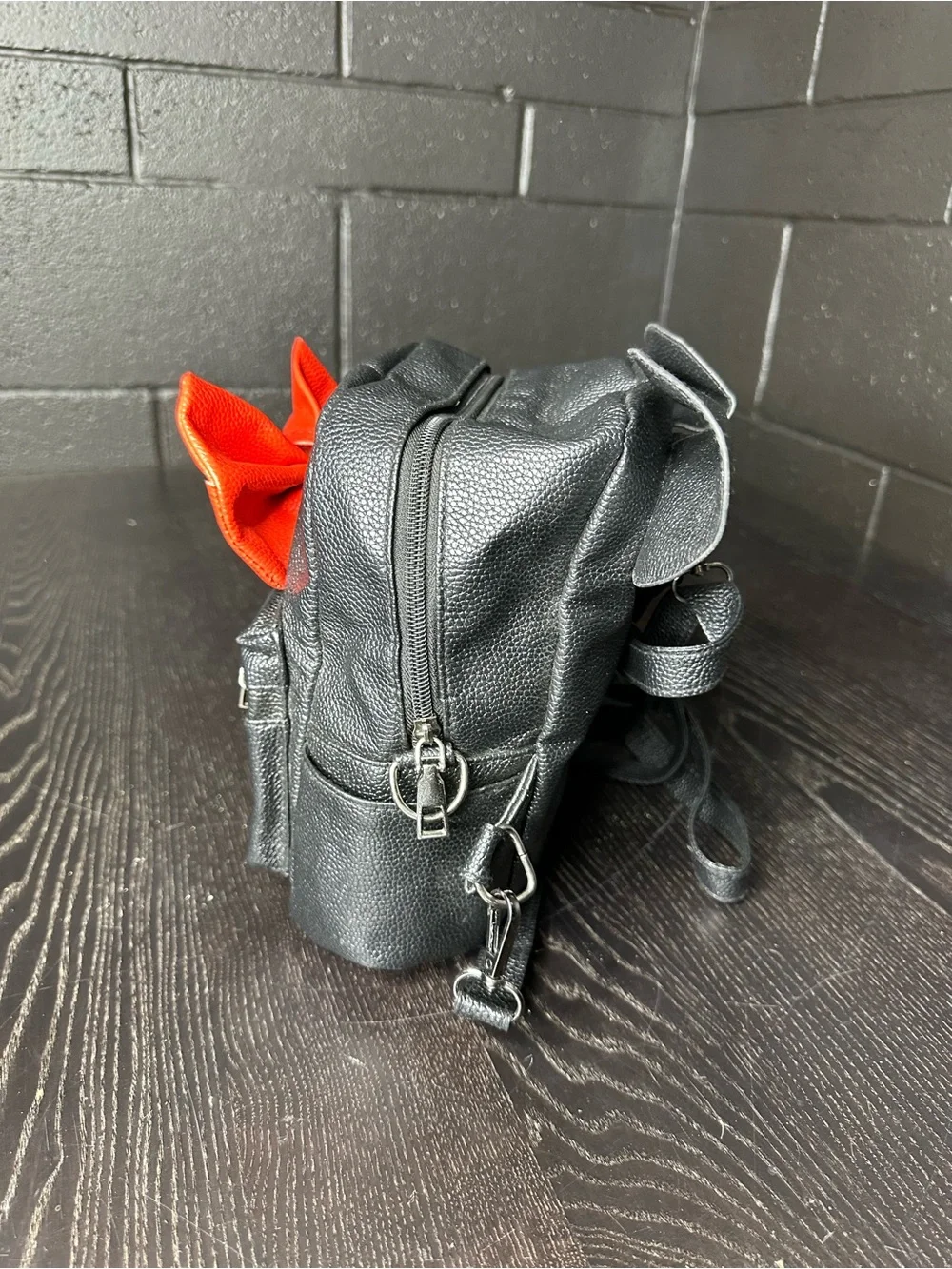Kids Black Backpack with Red Bow Accent